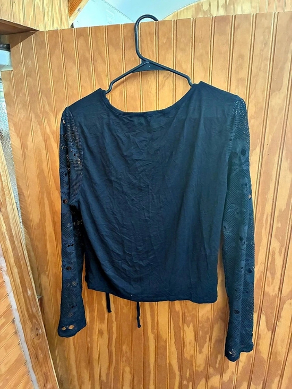 Social Collision Black Long Sleeve Lace-Up Top